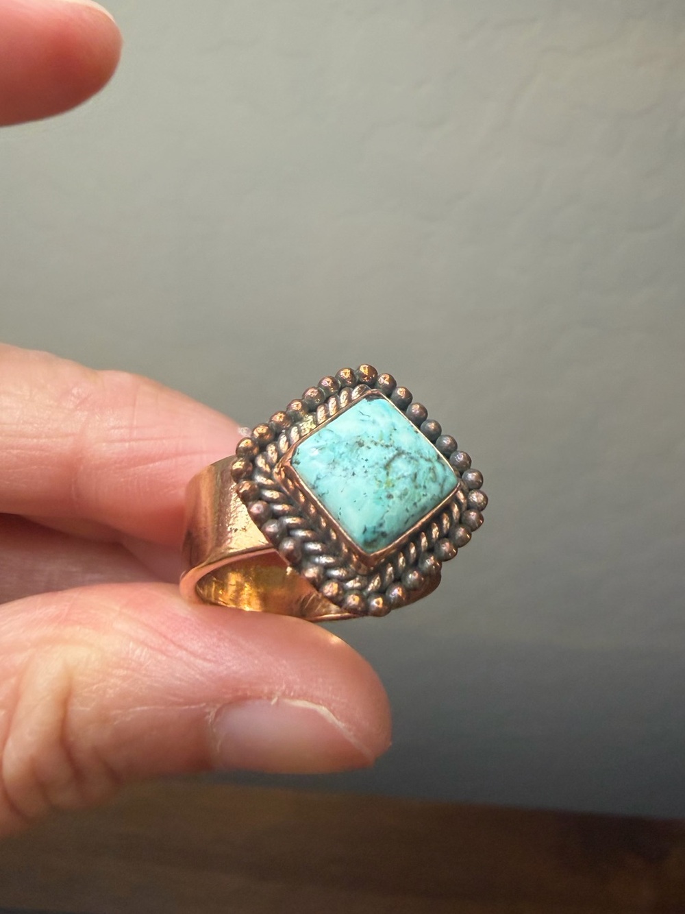 Turquoise Stone Copper Statement Ring